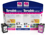 VersaInk-Nano HP 67 MS MICR Black Ink Cartridge for Check Printing & VersaInk-Nano 67 CS Tri-Color Ink Cartridge Pack, Cyan