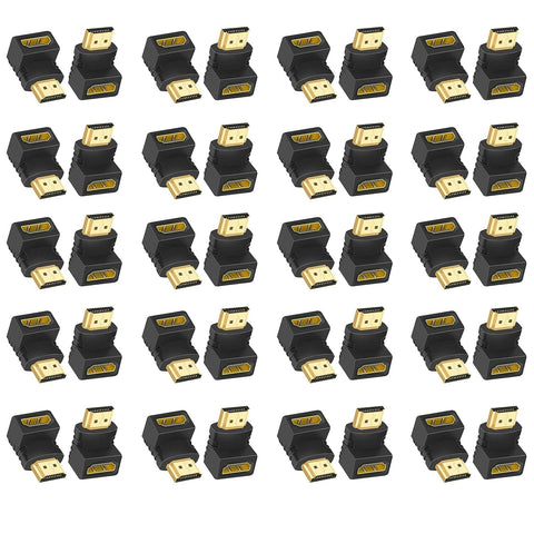 HDMI Male to Female Adapter 20-Pack, HDMI Extension, 4K&3D, 90 and 270 Degree HDMI Extender Coupler Support 3D 4K for TV Roku Fire Stick Chromecast Nintendo Switch Xbox One PS5 PS4 Laptop PC