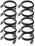 10 Ft DisplayPort to HDMI Cable 10-Pack, (Display Port) DP to HDMI Cable Male to Male Cord FHD Nylon Braided Supports Video and Audio Conveter for PCs to HDTV, Monitor, Projector