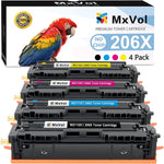 MxVol (206X NO Chip) Compatible Toner Cartridge Replacement for HP 206X 206A W2110X W2110A for HP Laserjet Pro MFP M283fdw M283cdw M255dw M282nw M283 M255 M282 Series Printer (KCMY, 4-Pack)