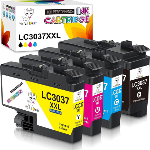 Miss Deer Compatible LC3037 Ink Cartridges High-Yield Replacement for Brother LC 3037 XXL LC-3037XXL LC3037BK for MFC-J6945DW MFC-J6545DW MFC-J5845DW MFC-J5945DW (Black Cyan Yellow Magenta, 4 Packs)