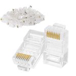 GELRHONR 100 Packs CAT6 RJ45 Ends,8P8C UTP CAT6A Modular Plugs Gold Plated Stranded Cable Solid Ethernet Head Network Plug 23 AWG RJ45 Connectors Used for Homemade CAT5 CAT5E CAT6 Cable