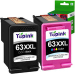 Ink Cartridges for HP 63 XL XXL 63 Ink Cartridges for HP Printers for OfficeJet 3830 5255 5258 Envy 4520 4512 4513 4516 DeskJet 1112 1110 3630 3632 (1 Black, 1 Color)