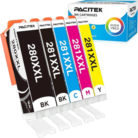 PACITEK Canon Ink 280 and 281 Cartridges XXL, Compatible Ink Cartridges Replacement for PGI-280XXL CLI-281XXL, Work with Pixma TR8520 TS8320 TS8220 TS9120 TS6220 TS6320 TR7520 TS6120