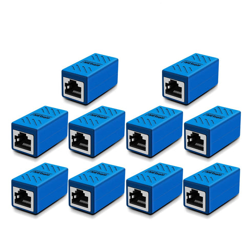 Y.D.F Oneme Ethernet Cable Extender,RJ45 Coupler, Extender Connector - Ethernet Coupler Female to Female (Blue 10 Pack)