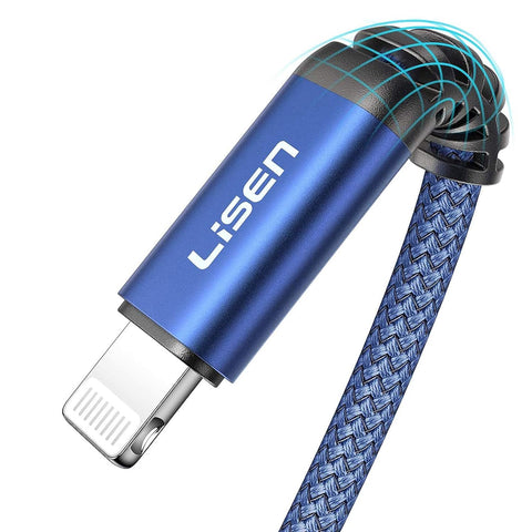 LISEN (10ft / 3m) Lightning to USB-A Cable, 10 Feet Long iPhone Charger, Durable Nylon Braided Fast Charging Cord Compatible with iPhone 11/Pro/X/Xs Max/XR/8 Plus /7 /iPad-Blue