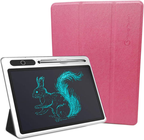 10.1inch LCD Writing Tablet with PU Protective Case Business Electronic Drawing Board with Cover Message Board Handwriting Pad Doodle Board for Office Adult Elder Children School (Rose Red)