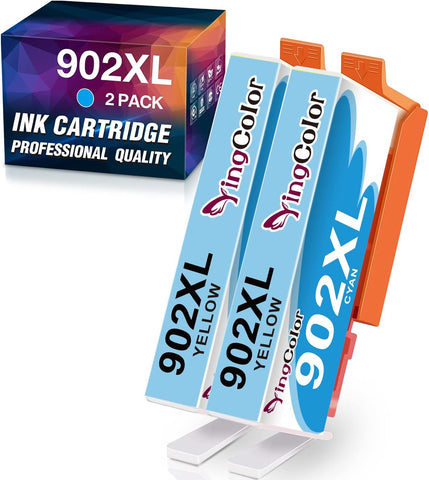 YingColor Compatible Ink 902XL Replacement for HP 902XL 902 XL Ink Cartridges to use with Officejet 6978 6968 6958 6962 6970 6954 6960 6950 6979 (Cyan, 2 Packs)