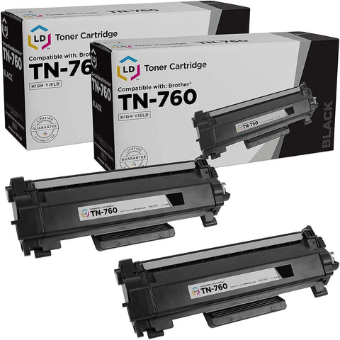 LD Products Compatible Toner Cartridge Replacement for Brother TN760 TN-760 TN 760 TN730 TN-730 Black, 2pk TN760 toner for brother printer DCP-L2550DW, HL-L2390DW, HL-L2395DW, MFC-L2717DW, MFC-L2730DW