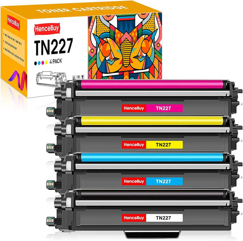 HenceBuy Compatible TN227 Toner Cartridge Replacement for Brother TN-227 TN223 Use with Brother HL-L3210CW HL-L3270CDW HL-L3290CDW MFC-L3750CDW MFC-L3710CW Printer (4 Pack, Black/Cyan/Yellow/Magenta)