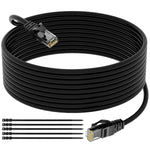 Elecan Cat 6 Outdoor Ethernet Cable 150 Ft, Heavy Duty Patch Cord Suppot POE Cat6 Cat5E Cat 5E Cat5 Cat 5 High Speed Network Cable, RJ45 Internet Cable, UV Waterproof Direct Burial & Indoor+15 Ties