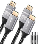 AAXY 8K HDMI Cable 2 Pack, Ultra High Speed 48Gbps 8K HDMI 2.1 Cable 4FT/1.2M, Supports 8K@60Hz 4K@120Hz, HDR10 eARC HDCP 2.2 & 2.3 3D, Compatible with Roku TV/ PS5/ HDTV/Blu-ray/Xbox Series X