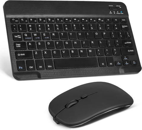 UrbanX Rechargeable Bluetooth Keyboard and Mouse Combo Ultra Compact Slim Full-Size Keyboard and Ergonomic Mice for Fire HD 10 Tablet Mac/Desktop/PC/Laptop/Tablet- Black