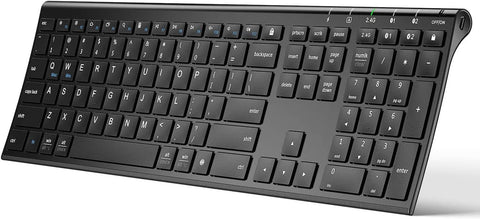 iClever Bluetooth Keyboard, DK03 Wireless Keyboard Multi-Device Keyboard, Dual Mode (Bluetooth 4.2 + 2.4G) Ultra Slim Full Size Keyboard for Mac, iPad, Apple, Connect Up to 3 Devices (Black)