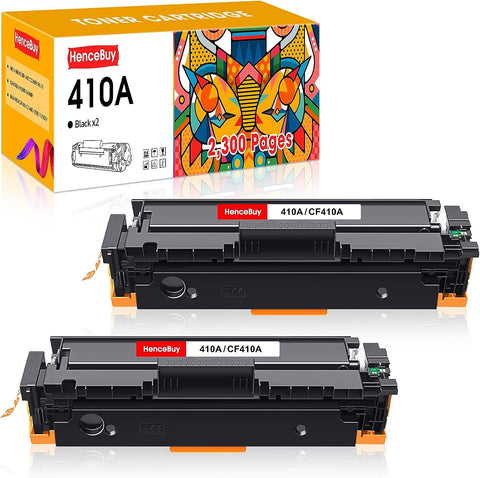 HenceBuy Compatible 410A Black Toner Cartridge Replacement for HP 410A CF410A 410X CF410X Use with HP Color Pro MFP M477fdw M477fnw M477fdn M452dw M452dn M452nw M377dw Printer (Black,2-Pack)