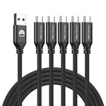 USB Type C Cable 5-Pack 3FT,SMALLElectric USB Type A to C Fast Charger Cords for Galaxy S20 S10 S9 S8 Plus, Braided Fast Charging Cable for Note 10 9 8, LG V50 V40 G8 G7,(Black)