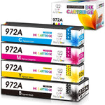 Miss Deer 972A Compatible Ink Cartridges(Upgraded Chips) Replacement for HP 972 972A,Work with PageWide 377dw, PageWide Pro 477dn, 477dw 577dw 577z 552dw 452dn 452dw Printers, 4 Pack(1BK 1C 1M 1Y)