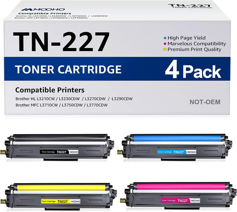 Mooho Compatible Toner Cartridge Replacement for Brother TN227 TN-227 TN227BK TN223 TN223BK/C/M/Y for MFC-L3770CDW HL-L3270CDW HL-L3290CDW MFC-L3710CW Toner Printer (TN-227BK/C/M/Y High Yield 4 Pack)