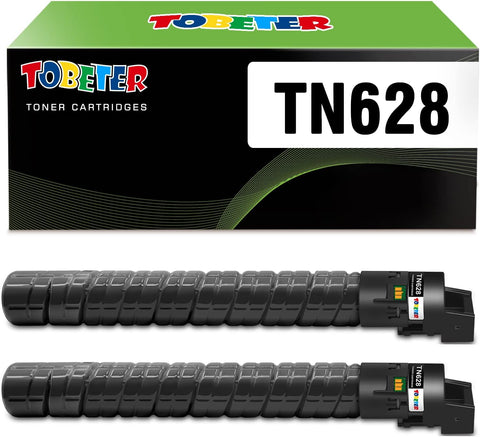 ToBeter Compatible Toner Cartridges Replacement for Konica Minolta TN628 TN628K TN-628 TN626 TN626K for Konica Minolta BizHub 450i 550i 650i Printer AC79030 High Yield 24,000 Pages (2 Pack, Black)