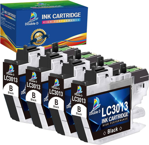 DOUBLE D LC3013 Black Ink Cartridge Compatible Replacement for Brother LC3013 LC3011 Black High Yield for Brother MFC-J491DW MFC-J895DW MFC-J690DW MFC-J497DW Printer (4 Black)