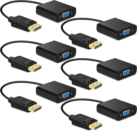 EEEKit 6 Pack DisplayPort to VGA Converter Adapter, Gold Plated DP to VGA Cable Connects Male to Female for Computer, Desktop, Laptop, PC, Monitor, Projector, HDTV, HP, Lenovo, Dell, ASUS and More