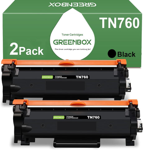 GREENBOX Compatible Toner Cartridge Replacement for Brother TN760 TN-760 TN730 TN-730 for HL-L2350DW DCP-L2550DW HL-L2395DW HL-L2390DW HL-L2370DW Printer (2 Black)