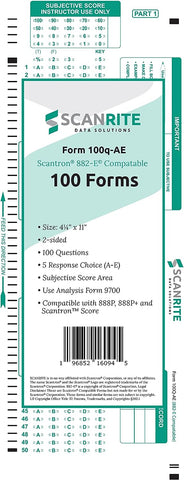 ScanRite - 882-E Scantron Compatible Testing Sheet (100 Sheet Pack)