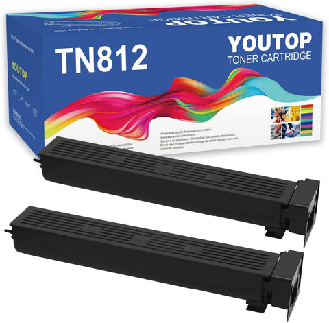 YOUTOP 2PK TN812 TN-812 (A8H5030) Toner Cartridge Compatible for Konica Minolta Bizhub 758 808