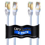 Cat 7 Ethernet Cable 50 ft - High-Speed Internet & Network LAN Patch Cable, RJ45 Connectors - [50ft / White / 2 Pack] - Perfect for Gaming, Streaming, and More!