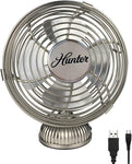 HUNTER 90506z Personal Retro USB Fan, 1 Speed Setting, 70 Degree Tilt Angle, 4" inch, Brushed Nickel