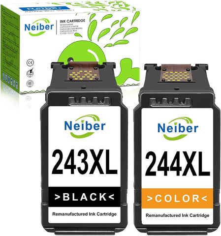 Neiber 243 244 XL Ink Cartridge PG-243 CL-244 Ink Compatible for Canon Printer PG-245XL 246XL Black Color Combo Pack for PIXMA MG3022 TR4520 MG2522 MX490 MX492 TR4522 MG2920 MG2922 TS202 Printer