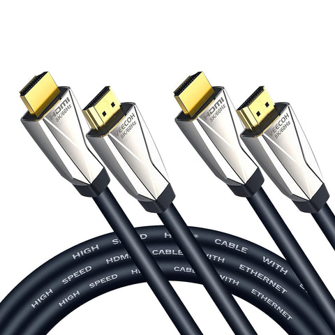 VEECOH 8K HDMI Cables 10FT/3M 2-Pack 2.1,HDR 48Gbps 8K@60Hz 4K@120Hz,hdmi Cord,eARC,ARC,CEC,HDCP 2.2,Compatible with PS5 PS4/Xbox One/Apple TV/Roku TV/HDTV/Blu-ray