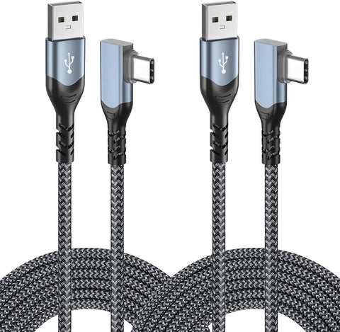 OKRAY USB C Cable 10ft, 2 Pack Type C Fast Charging Charger Cable USB-A to USB-C 90 Degree Right Angle L Shape Nylon Braided Cord Compatible with Samsung Galaxy S23/S22/S21/S20/S10/S9/S8 Note 20/10/9