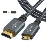 Twozoh Long Mini HDMI to HDMI Cable 15FT, High-Speed HDMI to Mini HDMI Braided Cord Support 3D 4K/60Hz 1080p 720p