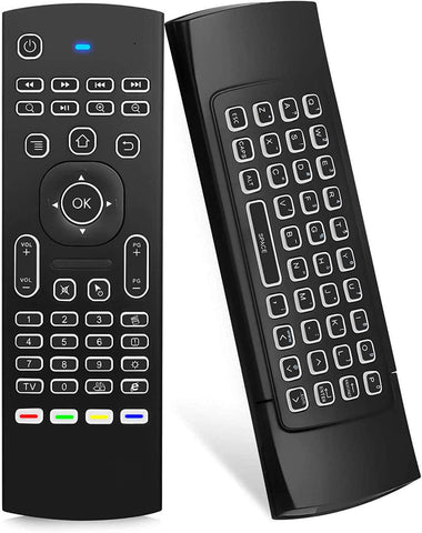 Air Mouse Remote MX3 Pro with Backlit, Rock&Rown 2.4G Air Remote with Wireless Keyboard,Backlit and Key-Learning Function, Best for Android TV/Box/PC/Android Projector/HTPC/Xbox/Raspberry Pi