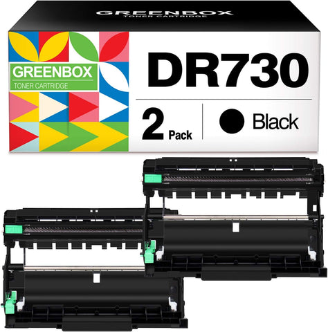 GREENBOX (NO TONER) Compatible Drum Unit Replacement for Brother DR730 DR-730 for HL-L2350DW HLL2395DW HLL2390DW HL-L2370DW HL-L2370DWXL MFC-L2750DW MFC-L2750DWXL MFC-L2710DW Printer (2 Black)