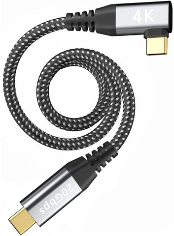 USB C to USB C Monitor Cable 4K - 3ft, 20Gbps High Speed USB C Data Cable, 100W USB C Video and Power Cord, L Shaped USB 3.2 C to C Cable for MacBook Pro, iPad Pro, Samsung S20, USB-C Portable Monitor