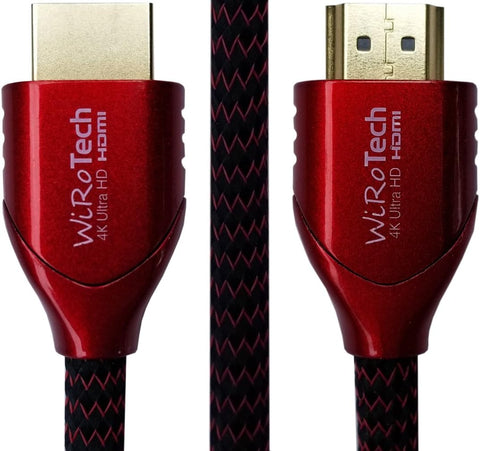 WiRoTech HDMI Cable 4K Ultra HD with Braided Cable, HDMI 2.0 18Gbps, Supports 4K 60Hz, Chroma 4 4 4, Dolby Vision, HDR10, ARC, HDCP2.2 (15 Feet, Red)