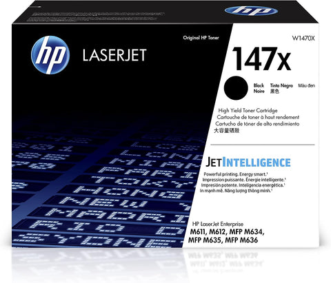 HP 147X Black High-yield Toner Cartridge | Works with HP LaserJet Enterprise M611, M612 Series, HP LaserJet Enterprise MFP M634, M635, M636 Series | W1470X