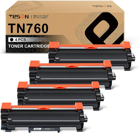 4-Pack TN760 MFC-L2710DW Toner TESEN Compatible Cartridge Replacement for Brother TN760 TN730 for HL-L2325DW HL-L2350DW HL-L2370DW HL-L2390DW HL-L2395DW MFC-L2690DW MFC-L2717DW MFC-L2750DW DCP-L2551DW