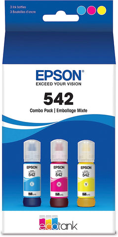 EPSON T542 EcoTank Ink Ultra-high Capacity Bottle Color Combo Pack (T542520-S) for select Epson EcoTank Printers