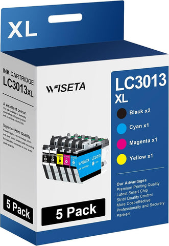 LC3013 5PKS High Yield Compatible Ink Cartridge Replacement for Brother LC3013 LC-3013 LC3011 Work with MFC-J690DW MFC-J895DW Printer (2 Black, 1 Cyan, 1 Magenta, 1 Yellow)