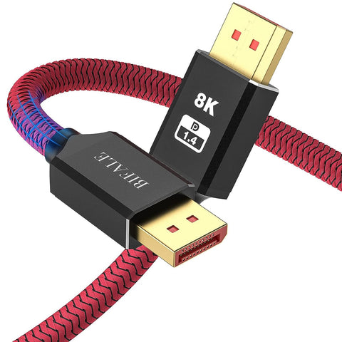 BIFALE VESA Certified 8K DisplayPort 1.4 Cable 25ft, DP 1.4 Cable Nylon Braided Supports (8K@60Hz, 4K@144Hz and 1080P@240Hz), HBR3, 32.4Gbps, HDCP 2.2, HDR, DSC 1.2 for Laptop PC TV Gaming Monitor