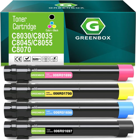 GREENBOX Compatible C8030 High-Yield Toner Cartridge Replacement for Xerox C8030 006R01697 006R01698 006R01699 006R01700 for AltaLink C8030 8035 8045 8055 8070 Printer (4 Pack)