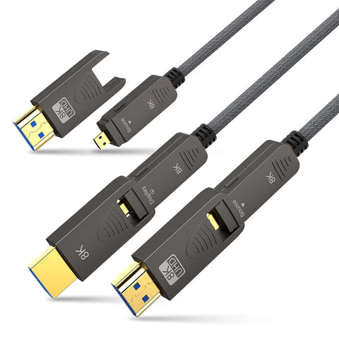 BIFALE 8K Fiber Optic HDMI 2.1 Cable 200ft, Detachable 8K HDMI 2.1 Cable Support eARC, 48Gbps, 8K@60Hz, 4K@120Hz with Dual Micro HDMI for RTX 3080/3090, Xbox Series X, PS5, Denon AV Receiver