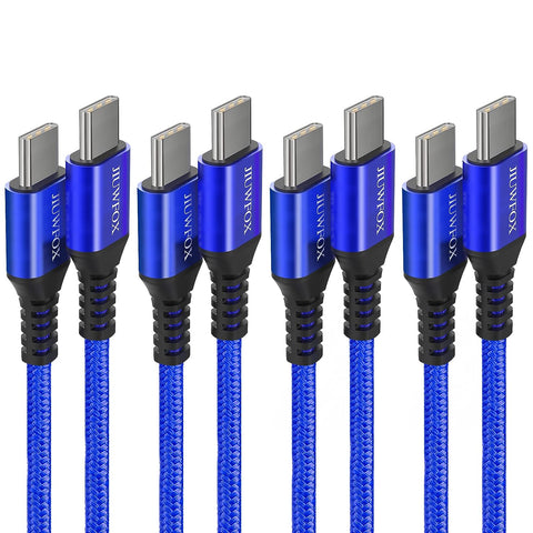 JIUWFOX USB C to USB C Cable [4 Pack 8ft+6ft+3ft+1ft], USB C Cable 60W/3A Fast Charging Compatible with Samsung Galaxy S23/S22/S21/S20, Note 20/10, MacBook, iPad, Switch, Pixel, LG and More