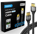 TISOFU [Ultra Certified] 8K HDMI Cable 10FT: HDMI 2.1 Cables 48Gbps High Speed Premium Braided Cord 8K@60Hz 4K@120Hz 4K@144Hz HDCP 2.2&2.3 CL3 ARC eARC Dolby - HD/HDR/HDTV/PS5/PS4/Xbox