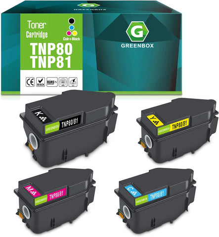 GREENBOX TNP80 TNP81 TNP-80 TNP-81 TNP81K TNP81C TNP81Y TNP81M Compatible High Yield Toner Cartridge, for Konica Minolta BizHub C3300i C3320i C4000i Printer (4 Pack)