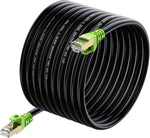 Outdoor Cat 7 Ethernet Cable 25ft, 26AWG Heavy-Duty Cat7 Networking Cord Patch Cable RJ45 Transmission Speed 10GbpsTransmission Bandwidth 600Mhz LAN Wire Cable SFTP Waterproof Direct Burial