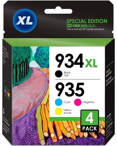 INKjetsclub HP 934XL 935X Compatible High Yield Ink Cartridges Replacement. Works with Officejet 6815 6230 6830 6812 6835 6820 Printers. 4 Pack (Black, Cyan, Magenta, Yellow)